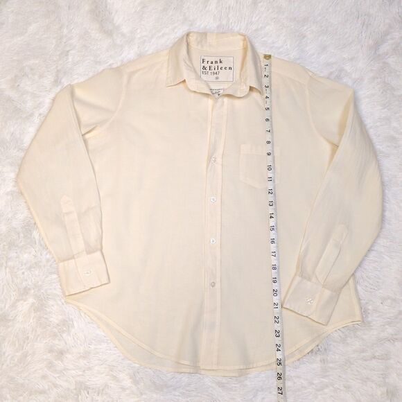 Frank & Eileen Womens XS Eileen Relaxed Button Shirt Cotton Peach Ivory Cream - Picture 11 of 12